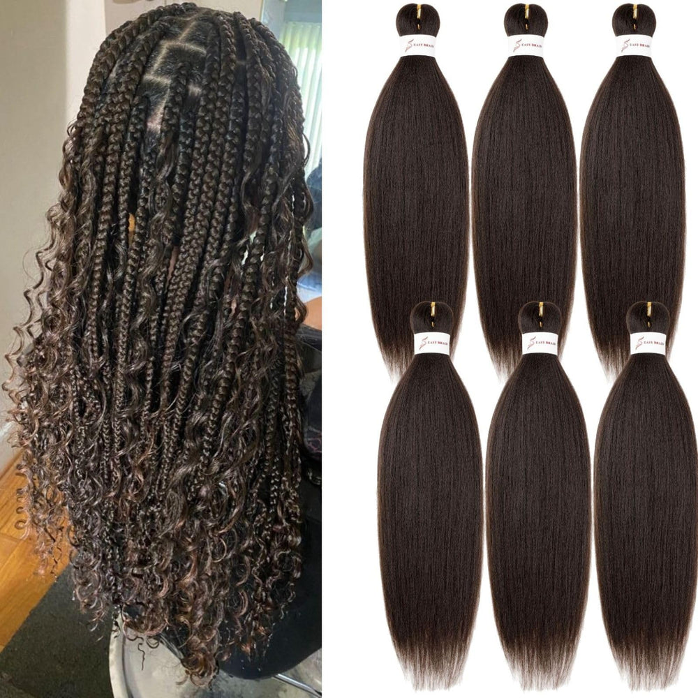 Menethe Hair pre-stretched braiding 24in dark brown pack for quick, easy installs.