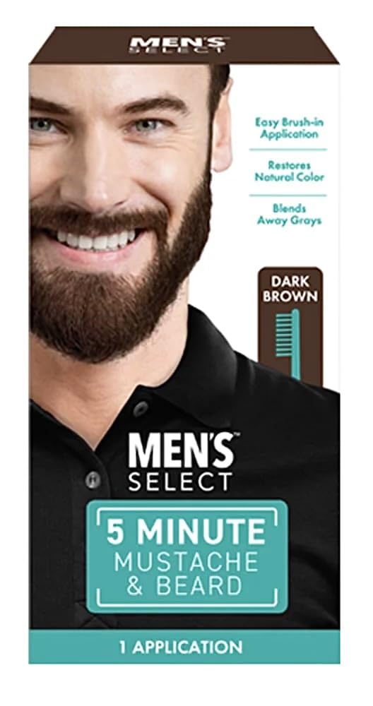 mens select dark brown brush-in facial hair dye package for quick color blending