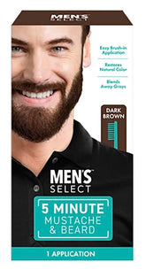 mens select dark brown brush-in facial hair dye package for quick color blending