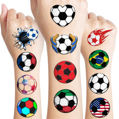 MeoIsDaBest soccer tattoo sheets displayed for party decor and crafts