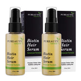 Meraz Pureauty Naturals Biotin Hair Growth Serum bottle for convenient at-home use.