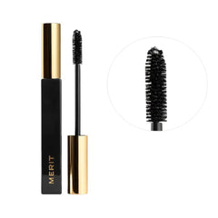 M.E.R.I.T brush close-up highlights precise separation for evenly coated lashes.
