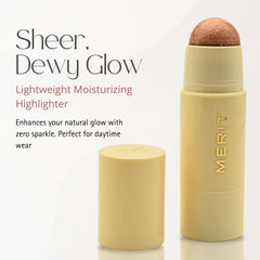 Merit Day Glow Dewy Balm stick swiped along the jawline for easy touch ups.