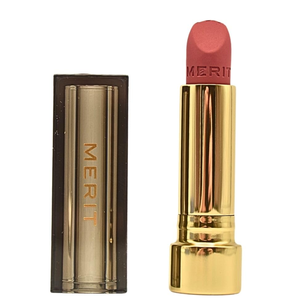 Merit Signature Lip Sunday swatches show rich pink color and smooth texture.