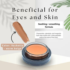 Merit Solo Shadow Vachetta on lid shows long-lasting matte finish.