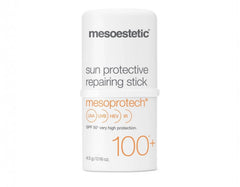 Mesoestetic Mesoprotech sun protective repairing stick for sensitive areas like eyes and lips, easy to apply.