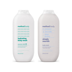 Method body wash Hydrating Coconut Milk bottle pour promotes daily hydration.