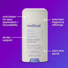 Method Simply Nourish baking soda-free deodorant for gentle care