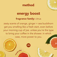 Method Energy Boost pour-action — bottle pouring to highlight eco-friendly design.