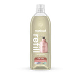 Method Gel Hand Soap Refill bottle shows Vanilla Raspberry scent and moisturizing cleansing.