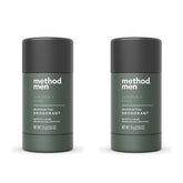 Method Men Juniper & Sage deodorant stick 2-pack front view, aluminum-free freshness for daily use.