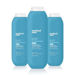 Method Men Glacier Granite bottle emphasizes eco-friendly packaging for a simple grooming routine.