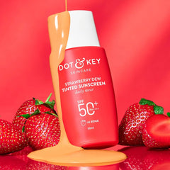 Metrey Herbotech Dott and Keyy Strawberry Dew bottle with dewy finish and SPF 50+ PA++++