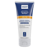 MG217 Psoriasis Shampoo bottle shown, medicated formula for scalp relief and buildup control.