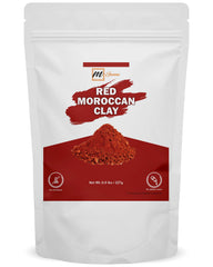 mGanna packaging of Moroccan Red Clay powder signals natural origin for purifying skincare routines.