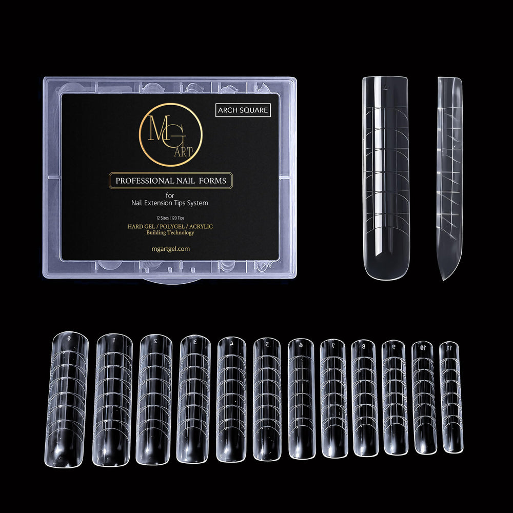 MGART Dual Forms Arch Square with flat inner surface for precise nail structure.
