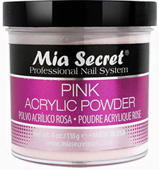 Mia Secret clear acrylic powder for strong adhesion and clarity.