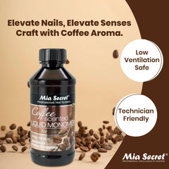 Mia Secret monomer pour demonstrates steady flow for even coats.
