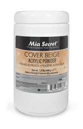 Mia Secret cover beige acrylic powder bottle for long-lasting nails.