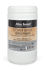 Mia Secret cover beige acrylic powder bottle for long-lasting nails.