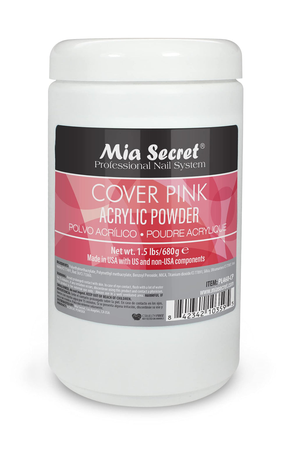 Mia Secret Cover Pink acrylic powder in a 1.5 lb bag, close-up showing smooth consistency