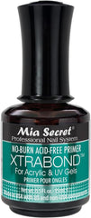 Mia Secret No Burn Primer bottle shows safe adhesion for nails.