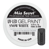 Mia Secret Snow White gel paint bottle showing creamy color for salon-quality nails.