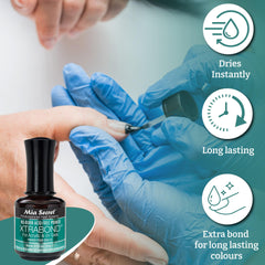 Mia Secret XtraBond priming application emphasizes strong adhesion with no burn.