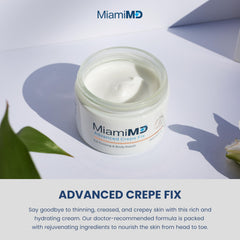 MiamiMD Advanced Crepe Fix cream swirl highlighting rich hydration for smoother skin