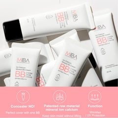 MIBA Ion Calcium Mineral BB Cream packaging highlights chemical-free formulation.