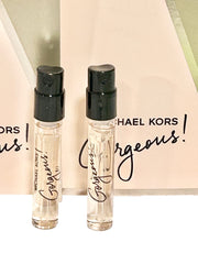Close-up of Michael Kors Gorgeous EDP test kit for convenient fragrance testing