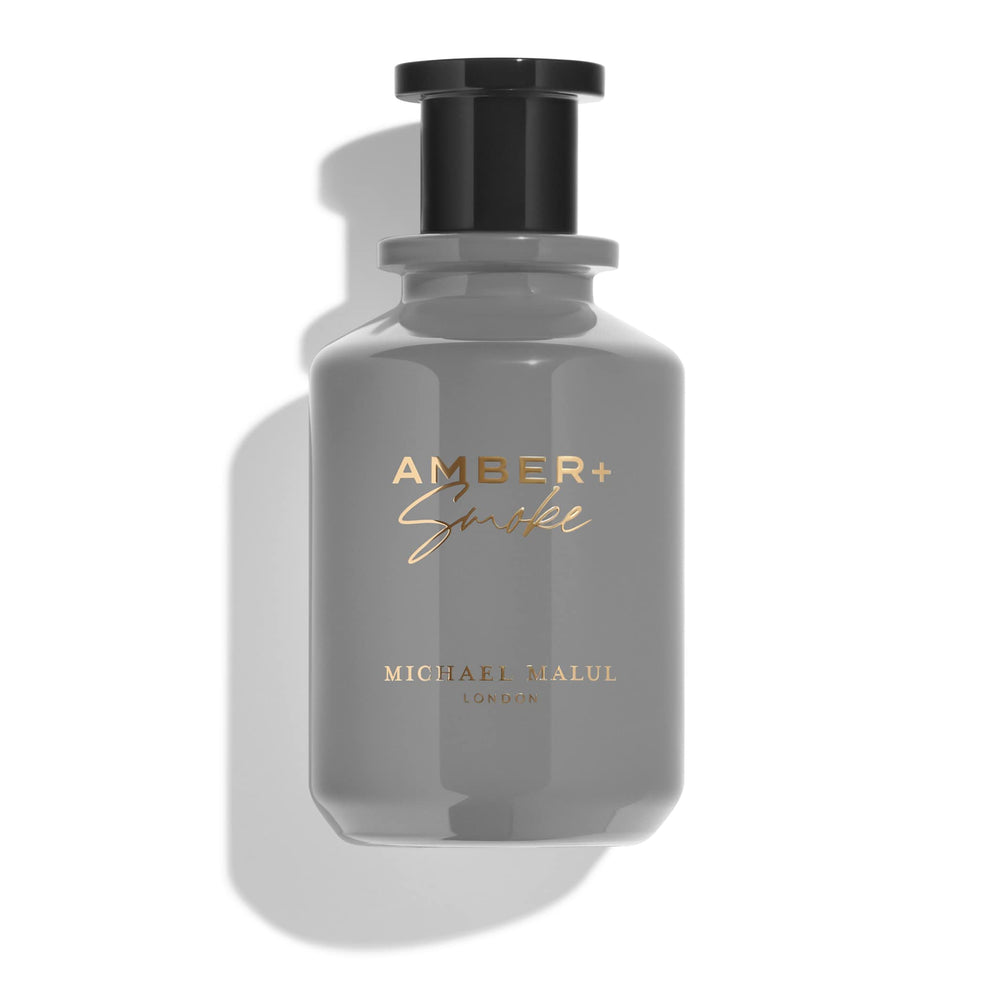 Michael Malul Amber + Smoke bottle front, bold design for everyday confidence.