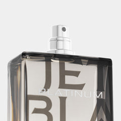 Michael Malul Jet Black Platinum bottle side view highlighting sleek silhouette