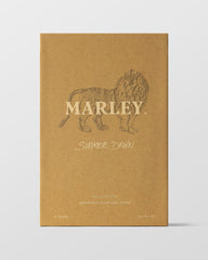 Michael Malul Marley Simmer Down bottle closeup reveals fragrance notes.