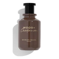 Michael Malul Wood + Cardamom EDP bottle front for evening wear.