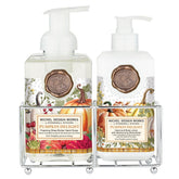 Michel Design Works hand care caddy with foaming soap, refreshing cleanse for busy kitchens or baths.