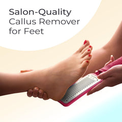 Microplane Colossal Foot File soft grip handle enables comfortable at home pedicures
