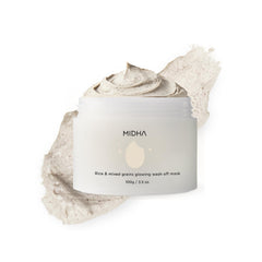 Midha Glow Mask bottle pour shows easy application and calming scent.