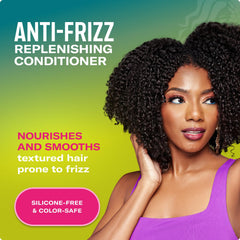 Mielle Organics Avocado and Tamanu Conditioner applied to damp hair for smoothing.