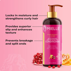 Back label of Mielle Organics conditioner showing ingredients and usage notes.