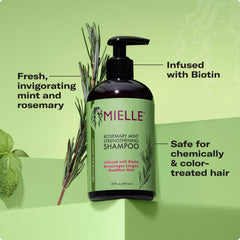 Hands massage scalp with biotin-enriched formula for support.
