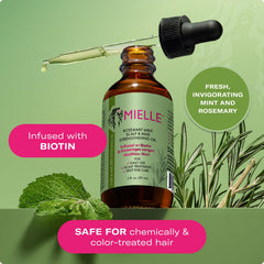 Mielle Rosemary & Mint Hair Oil on scalp with soothing massage