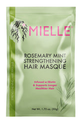 Mielle Rosemary Mint Strengthening Masque application on hair after washing.
