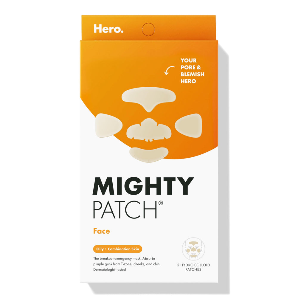 Mighty Patch Face XL patch on the nose absorbing impurities for clearer skin.