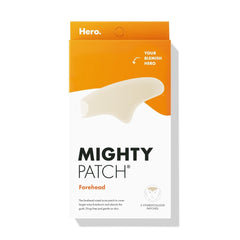 Mighty Patch forehead patch closeup highlights large-area coverage for blemishes.