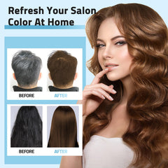 Mihkiom brown hair dye shampoo texture close-up with rich color deposit.