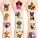 MIIVOYAGE dog tattoos 96-piece set with diverse breeds for festive party favors.