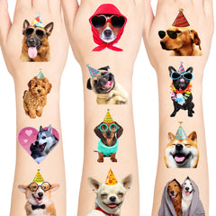 MIIVOYAGE dog tattoos 96-piece set with diverse breeds for festive party favors.