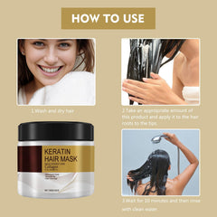 Mijaution Collagen Hair Mask on sleek hair for a smoother, glossier finish