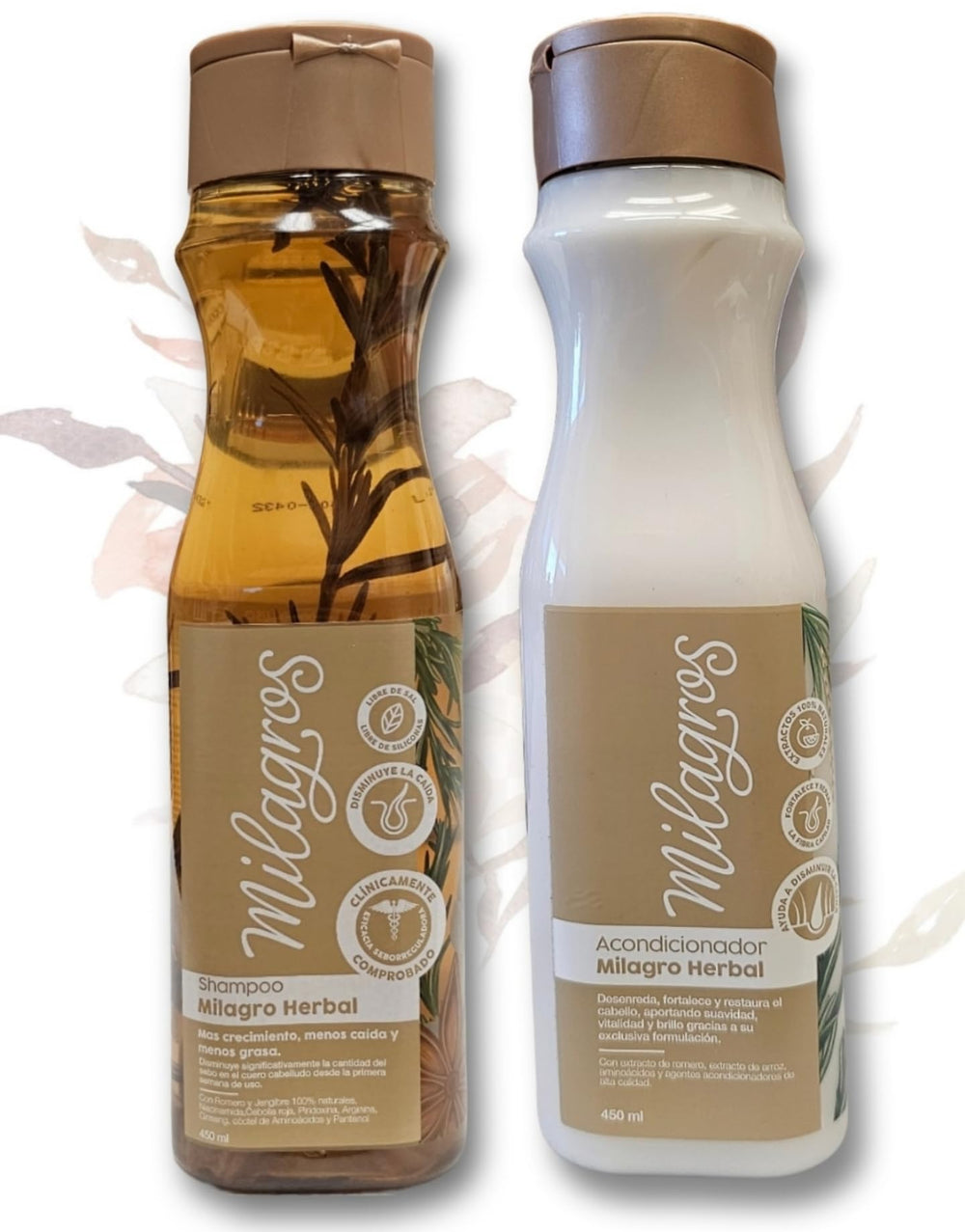 Milagros Herbal Shampoo bottle, front view, ready for daily cleansing.